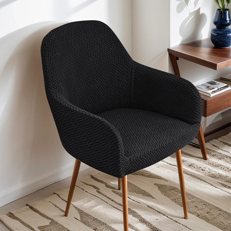 

Striped Plaid Elastic Stretch Chair Covers - Curved Design Universal for Dining Room, Office, Home Washable & Durable Fabric