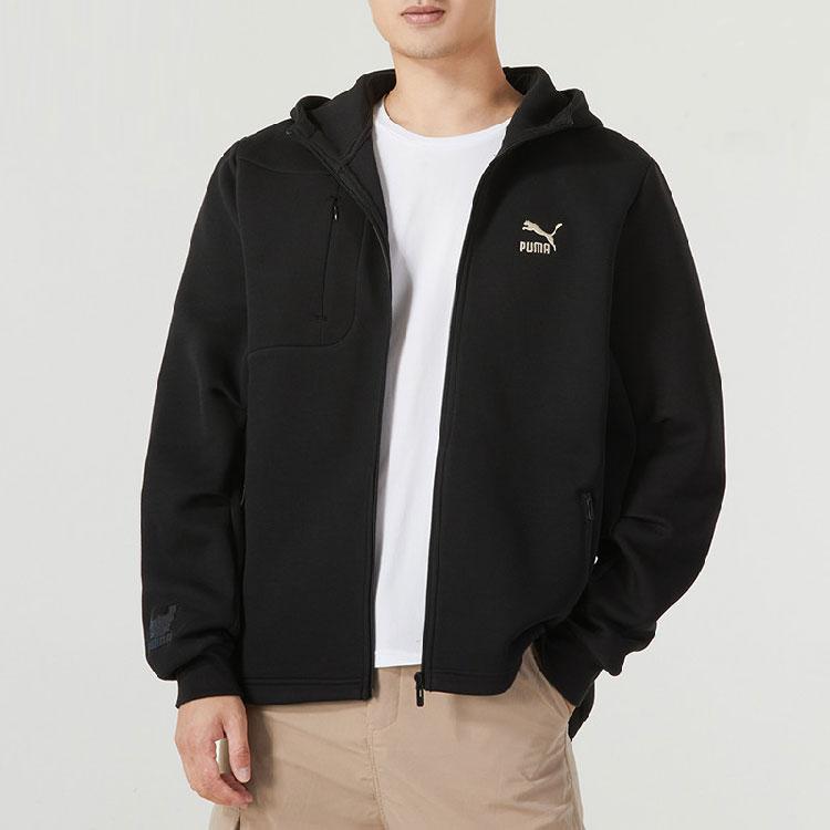 Puma Embroidered Casual Hooded Zip-Up Long Sleeve Jacket Men Jackets Black 625208-01