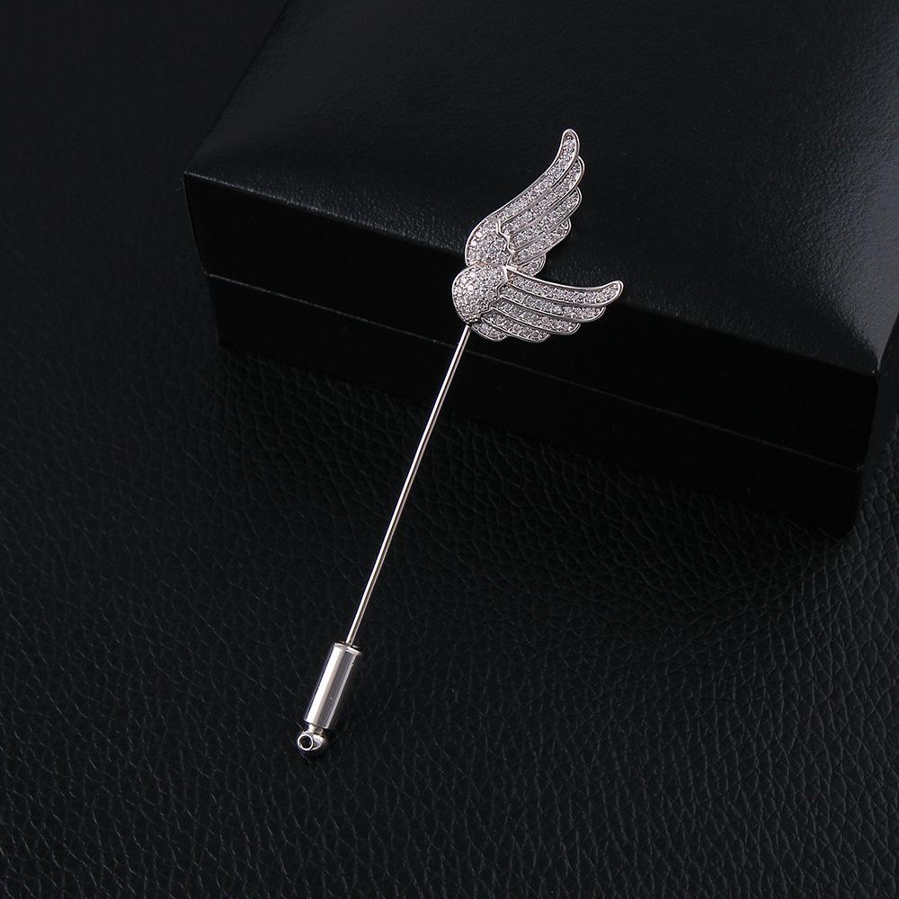 Angel Wings Brooch: Elegant Micro-Set Zirconia Pin for Men’s and Women’s Suits