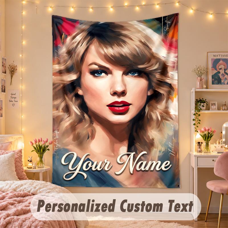 Custom Personalized Tapestry,Taylor Swift Print Custom Name Text Wall Art Hanging for Bedroom