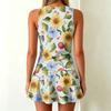 Sleeveless Floral Print Dress for Women Summer Casual Round Neck A Line Lightweight Sundress with Botanical Pattern