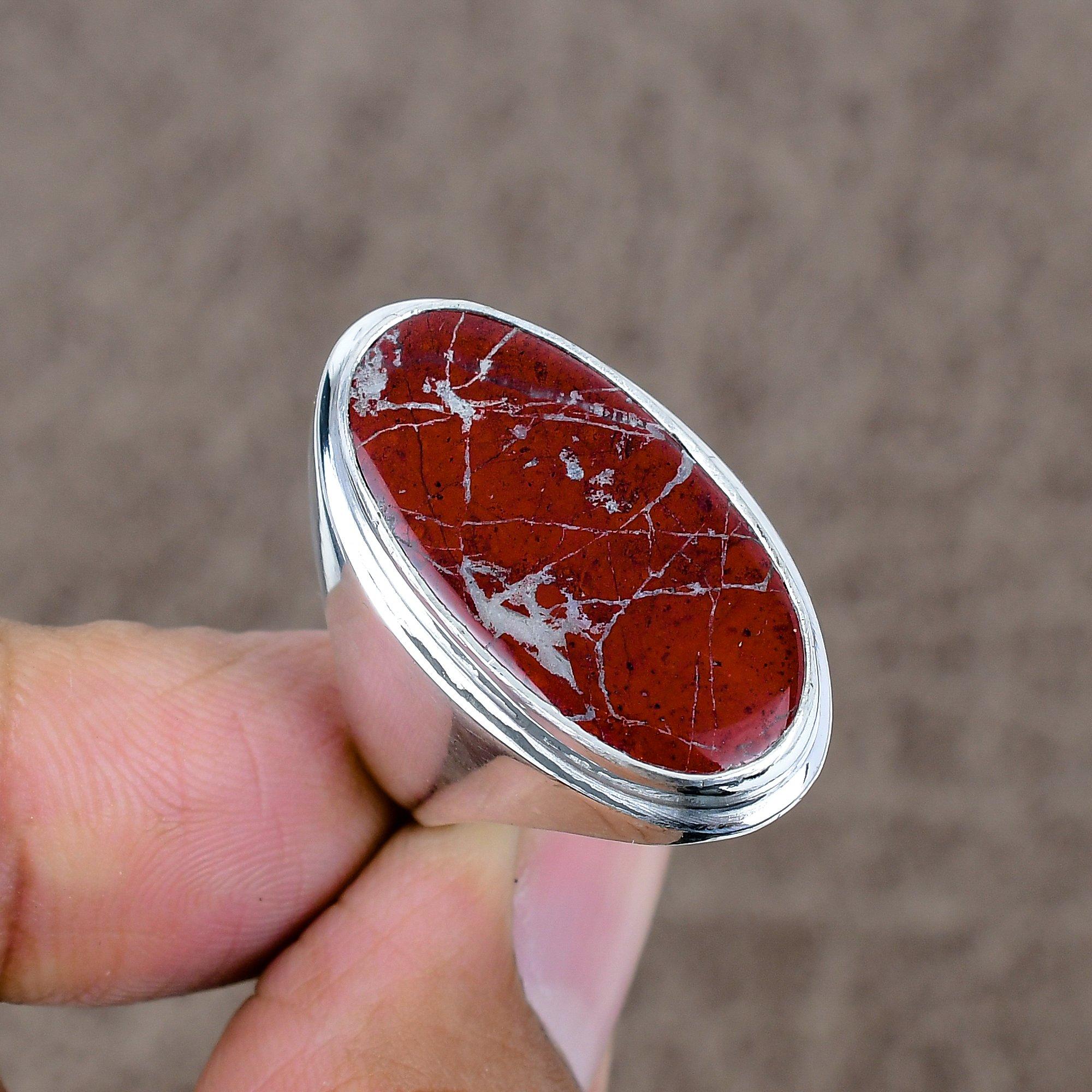 

Red River Jasper Genstone Handmade 925 Sterling Silver Jewelry Ring Size 8 KKG-507