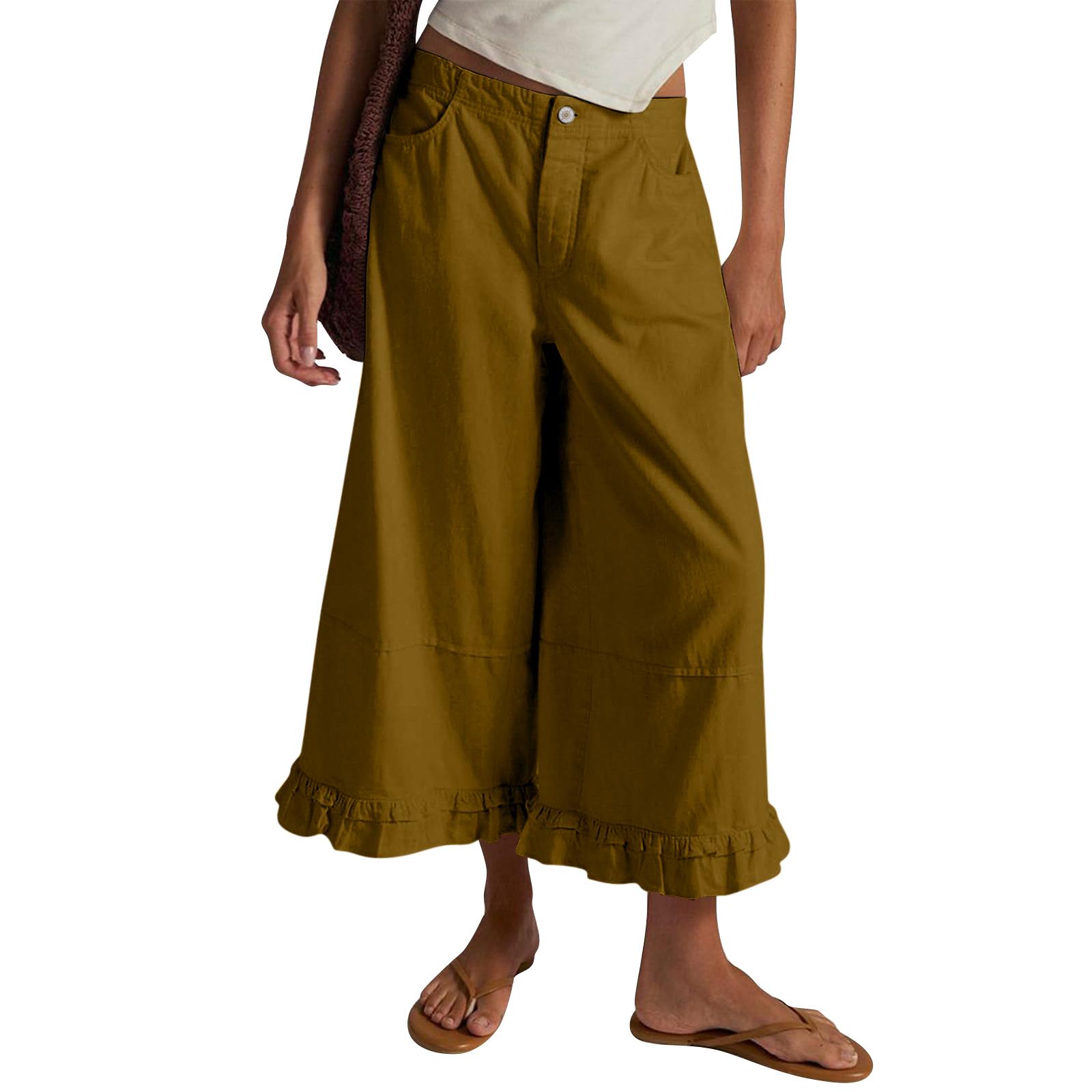 Women s Wide-leg Cropped Lace Jeans, Loose Cropped Jeans L