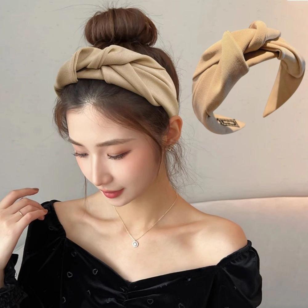 

Solid Hair Band Wide Side Braided Headband Fashion Hair Claw Girls Accessories кавовий