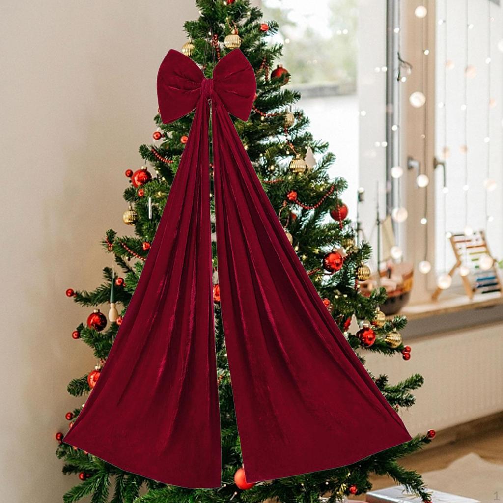 Christmas Red Big Bow Decor Velvet Large for Shower