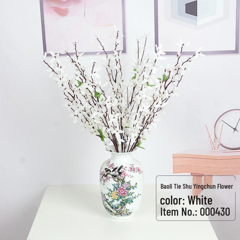Artificial Yellow Winter Jasmine Bouquet, 7-Fork for Mall Decor & Spring Gardens