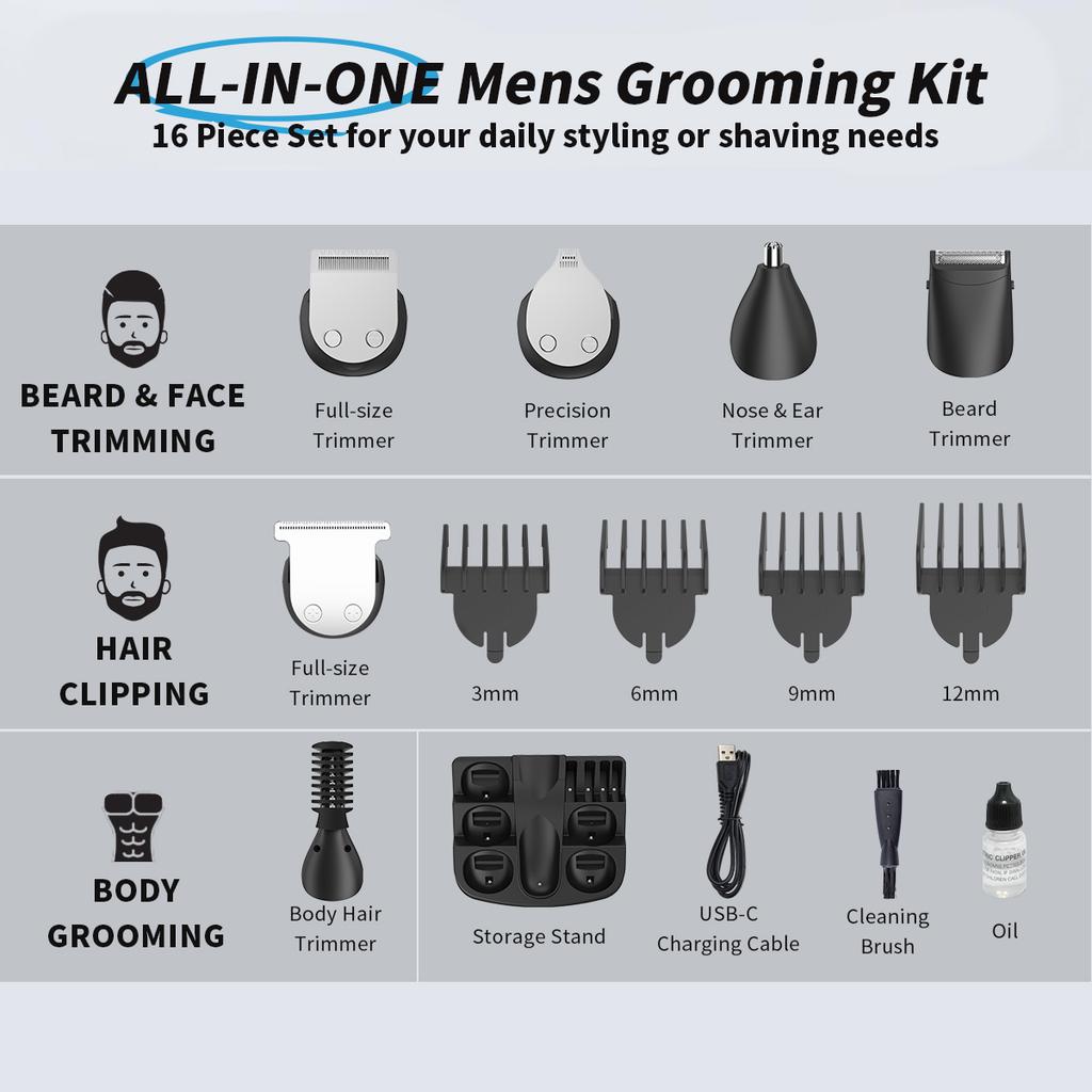 Hair Clipper Kit for Men Professional Electric Shaver Hair Cutting Machine with Digital Display Hair Trimmer Set