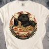 Black Cat Ramen T-Shirt, Japanese Noodle Cat Art, Comfort Colors Tee