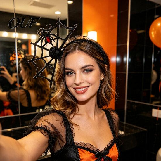 Festive Ritual Accessories Halloween Spider Web Headband, Black Lace Spiderweb Hair Hoop, Cosplay Non Woven Fabric Festival Decor Costume Party