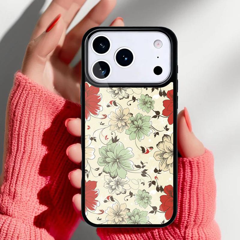 Retro Flower Leaves Graffiti Phone Case for iPhone 17 Air 16e 15 14 13 Pro Max Back Cover for 12 11 Pro Coque