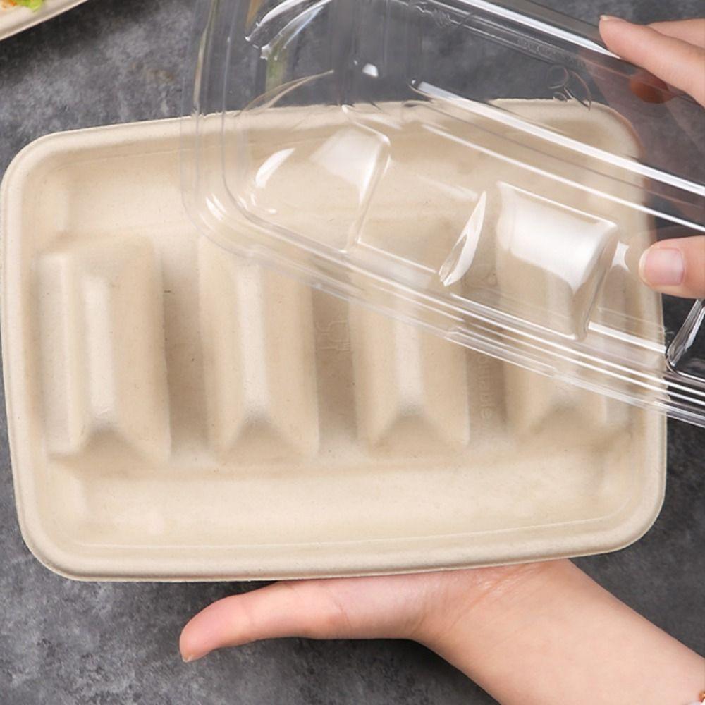 50Pcs 3 Compartments Disposable Taco Plates with Lid Taco Serving Tray Taco Holder  Restaurant