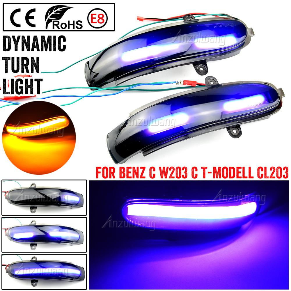 For Mercedes Benz C Class W203 S203 CL203 2001-2007 Dynamic Turn Signal LED Side Mirror Indicator Blinker Sequential Light