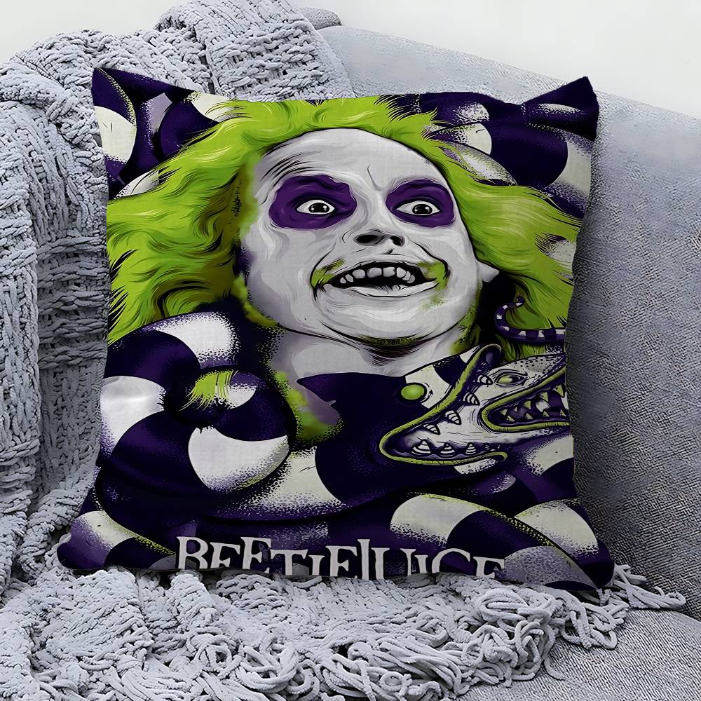 Classic Movie B-Beetlejuice Decorative Room Aesthetics Pillow Case Home Decor Bedroom Sofa Bed Couch Pillow Cover 45x45