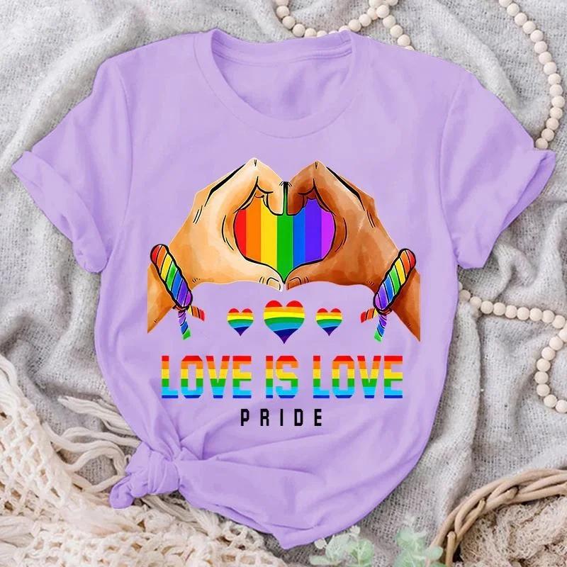 Women'S Fashion Love Is Love Pride Print T Shirt Summer Casual Short Sleeve Shirts Plus Size Tops