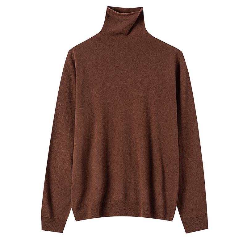 Worsted Fine Branch 0 Pure Wool Pile Collar Rolled Edge Knitted Bottoming Shirt Women's Pullover Sweater Thin Inner Sweater