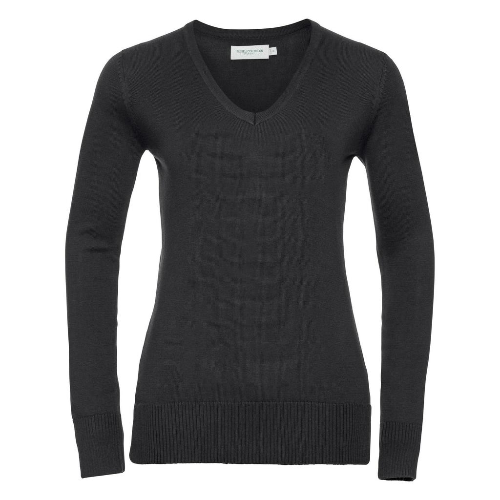 Russell Collection Ladies/Womens V-Neck Knitted Pullover Sweatshirt