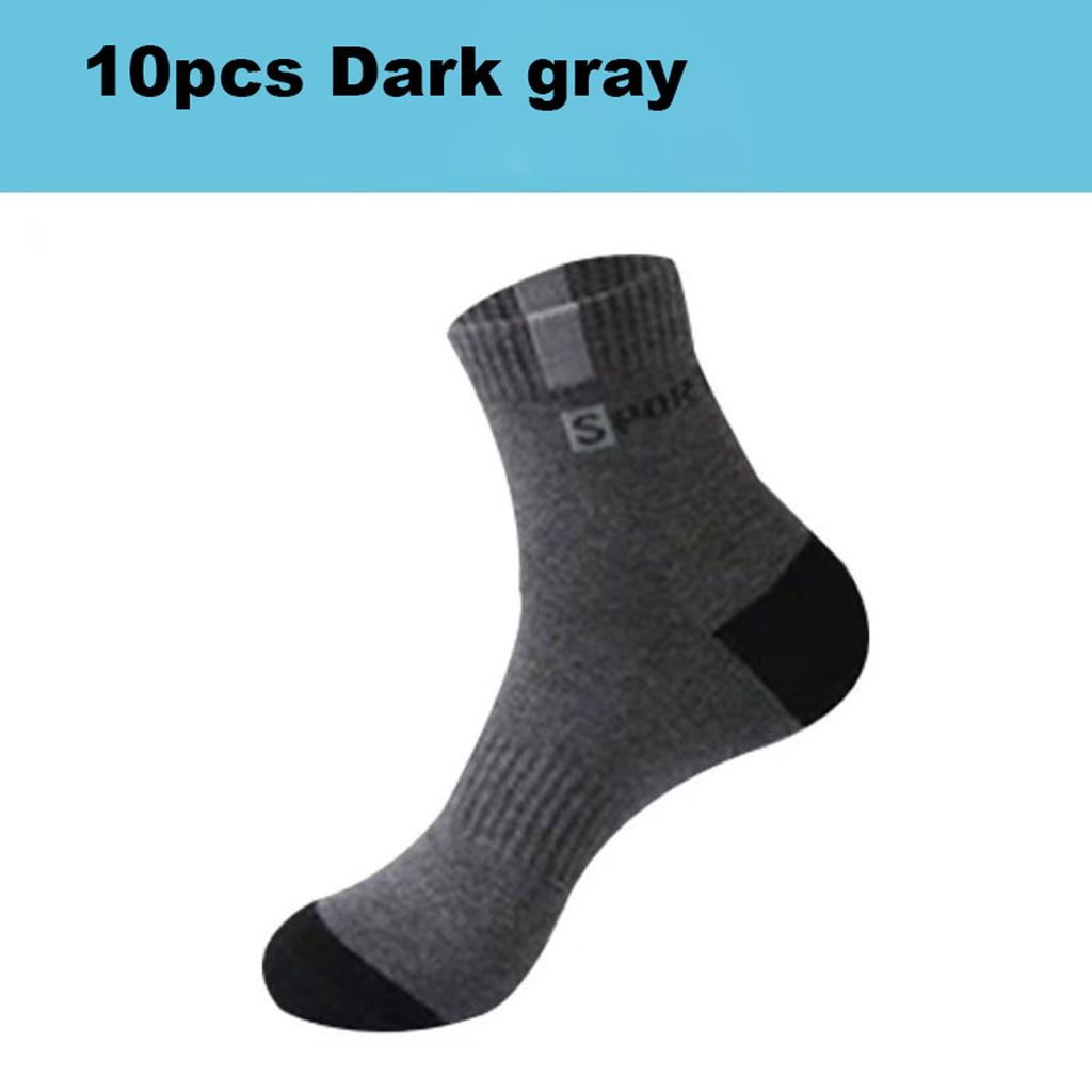 5 Pairs Socks For Men Sport Breathable Soft Letter Fashion Sneakers High Elastic Middle Tube Stocking Towel Sox Summer Running