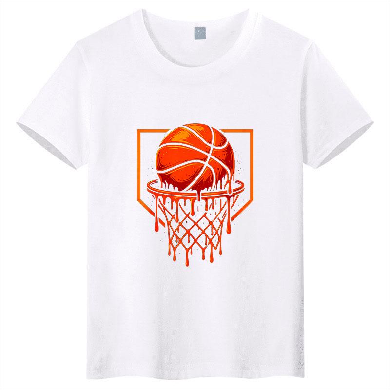 

Rebounding basketball childrens Tshirt pure cotton round neck fashionable parentchild outfit candy color family outfit S