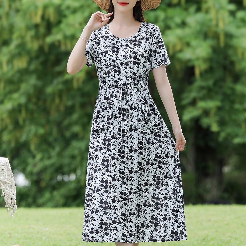 Elegant Dresses for Women Plus Size Casual Short Sleeve Vintage Long Dress Summer Clothes
