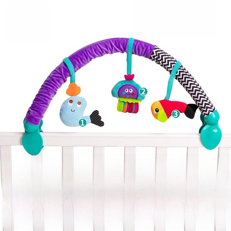 Baby Mobile Clip With Rattles And Soft Fabric Toy For Infant Sensory Development