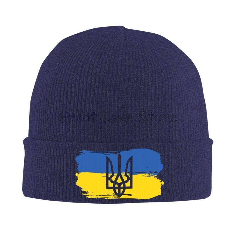 Ukraine Emblem Bonnet Hats Unisex Elastic Knit Hat Winter Warm Skullies Beanies Head Wrap Caps for Travel Outdoor Hiking Camping
