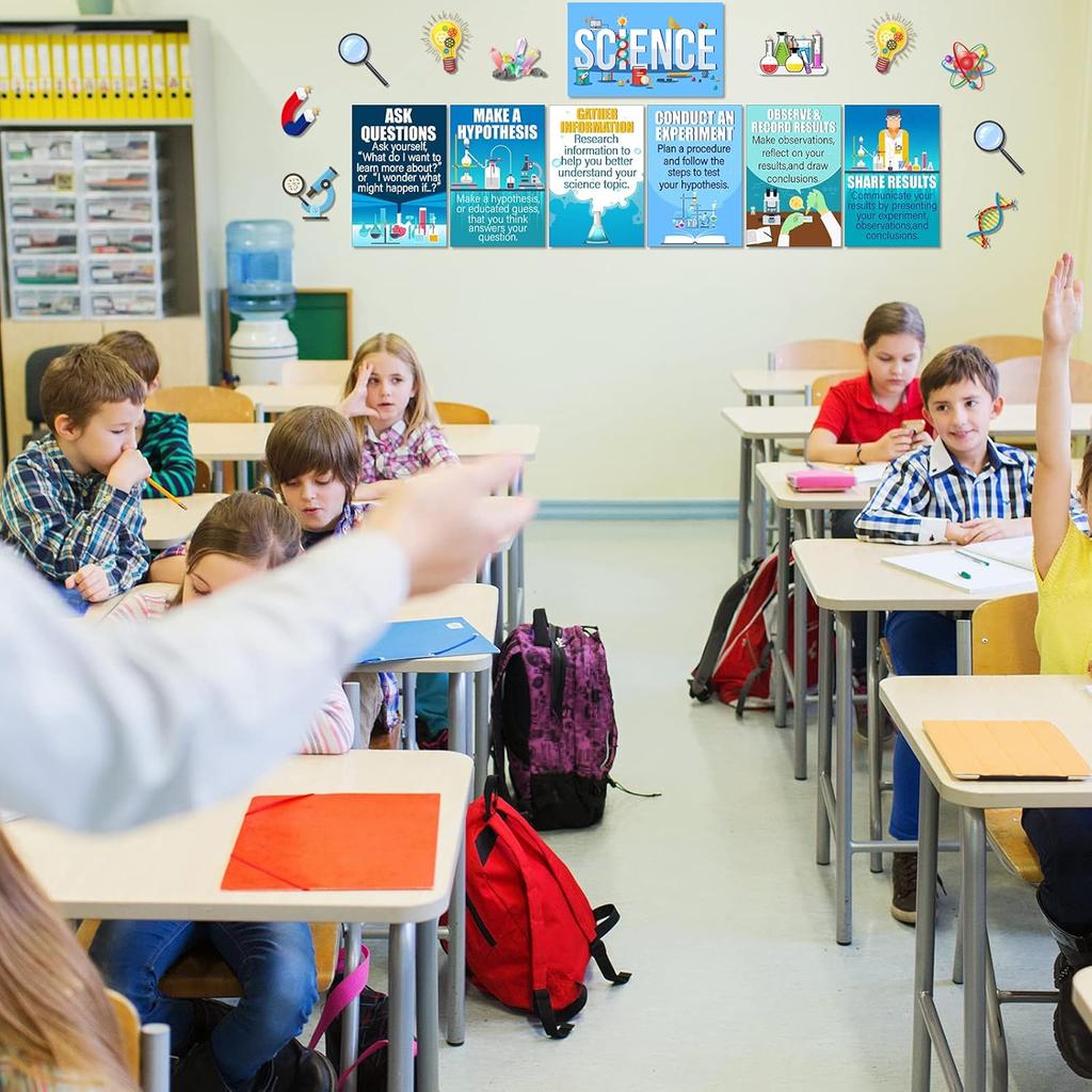 Zonon 31 Pieces Science Classroom Decoration Science Bulletin Board Set Scientist Posters Banner Classroom Wall Decoration Scientist Lab Cutouts for