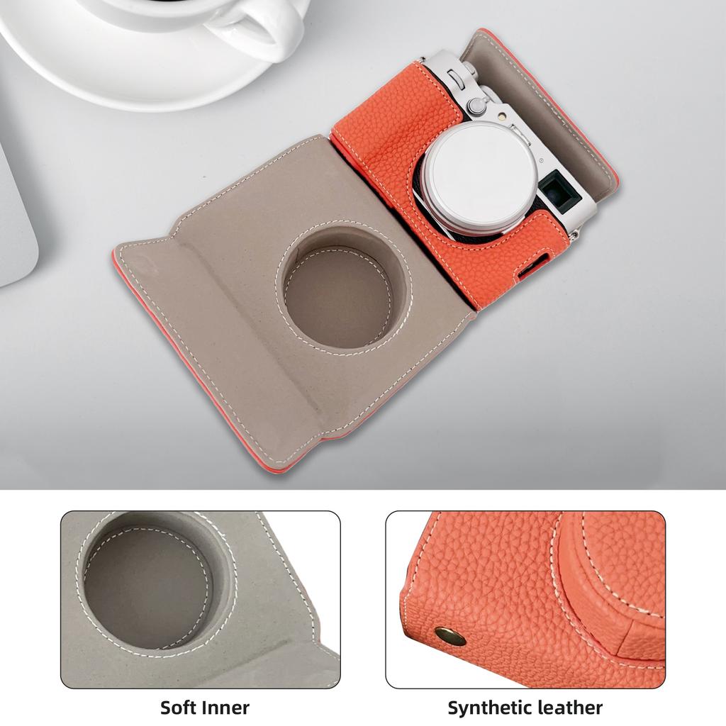 Portable Camera Protective Case Retro Full Camera Case Carry Bag Opening Bottom Design with Shoulder Strap Replacement for 0VI Camer
