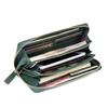 Mandiva Women's Long Wallet, Genuine Leather, Separate Coin Purse, Large Capacity, Round Zipper, Top Leather (Green)