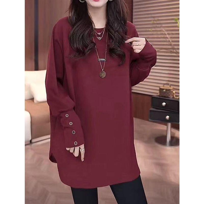 Women's European-Style Long-Sleeve Plus Size Top - Autumn/Winter Loose, Versatile, Slimming Base Layer