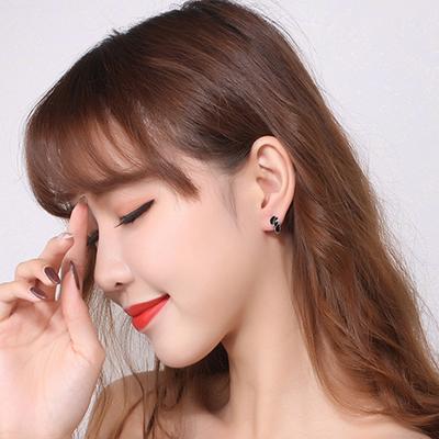 Classic Silver Color Hoop Earrings Black Leaf Earring For Women Fashion Jewelry Girl