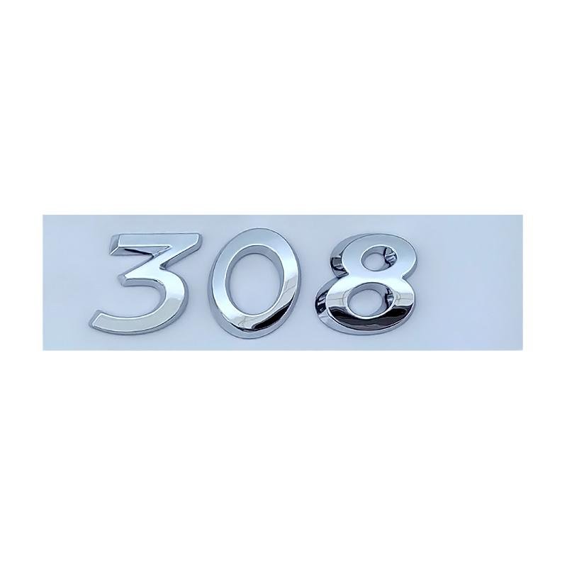 

3d ABS Хром Чорний 408 206 207 301 307 508 308 Емблема Літери Шильдик Наклейка з номером Значок на багажник автомобіля Декаль Аксесуари Chrome 308