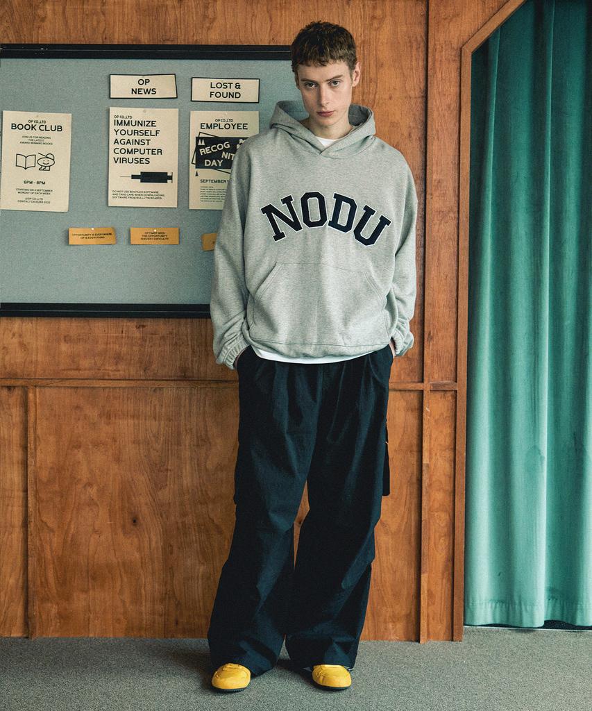 NODU Cargo Tuck Drawstring Wide-Leg Pants [Black]