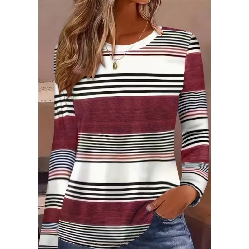 Camiseta de Otoño para Mujer de Manga Larga Estampado de Gato Lindo Calle Casual Cuello Redondo Jersey Ropa Oversize