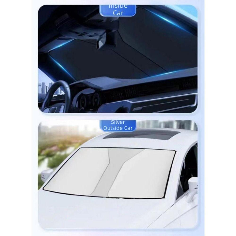 Titanium Silver Windshield Visor Cover with Storage Bag Car Front Window Sunshade  Parking