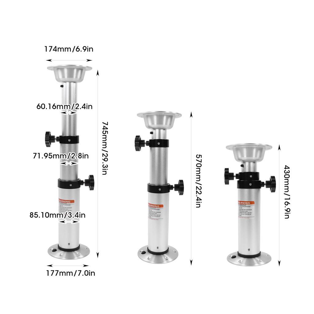 New Adjustable Table Leg Removable Table Leg 430‑745mm Height Adjustable 3 Sections Aluminum Alloy for RV Motorhome RV Parts