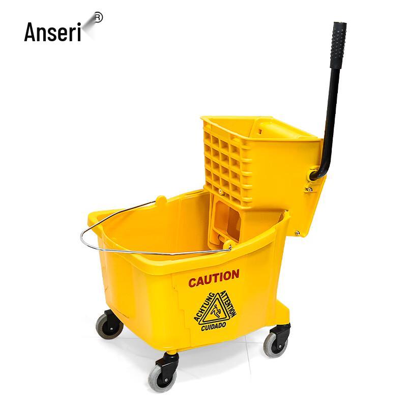 Ansellry Commercial Single Bucket Mop Wringer Trolley
