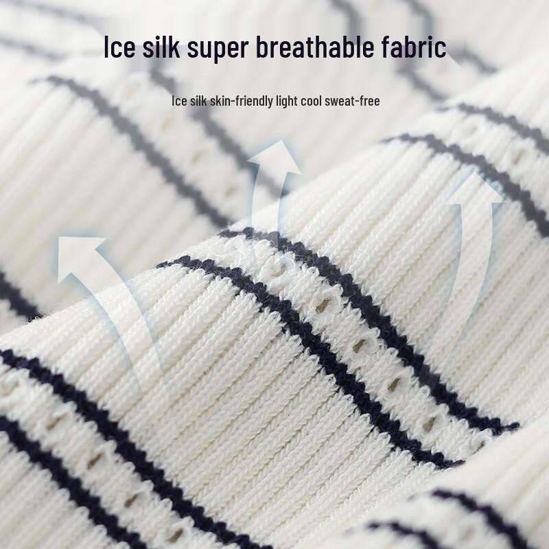 VICTORIA&VERA Women's Striped Knit Short Sleeve Top with Gold Buttons