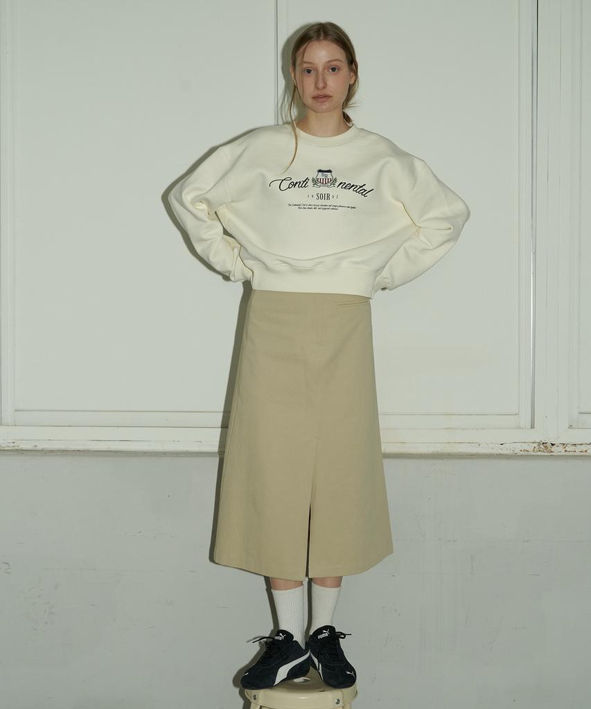 Soire A Line Cotton Skirt - Beige