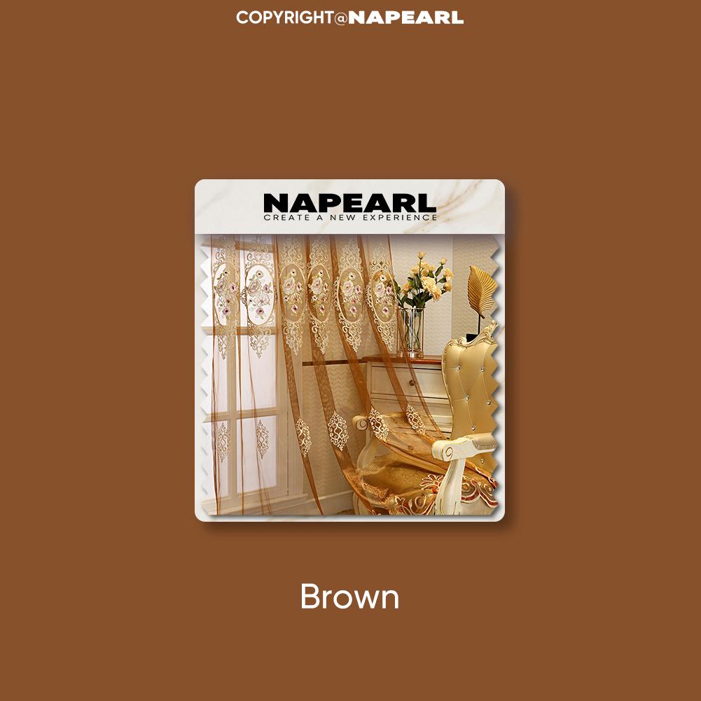 

1 шт. NAPEARL Європейська Розкішна Класична Вишита Прозора Фіранка Прозорий Тюль для Вікна Вітальні Спальні Балкона Домашній Декор W150cm x L260cm коричневий