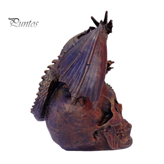 Resin Animal Sculpture Flying Dragon Skull Statue, On Human Figurine, Decorative Figurine Halloween Abstract Sculpture, Gothic Garden Decor