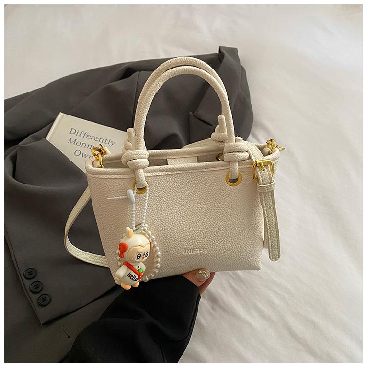 Lychee Pattern Texture Simple Portable Bucket Bag New Trendy Casual Women Versatile Commuter Messenger Bag