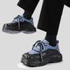 Fashion Fashion Blue Square Toe Leather Shoes Men Chunky Casual Sneakers Designer Rivets Platform Shoes Men Increase Height Derby Shoes