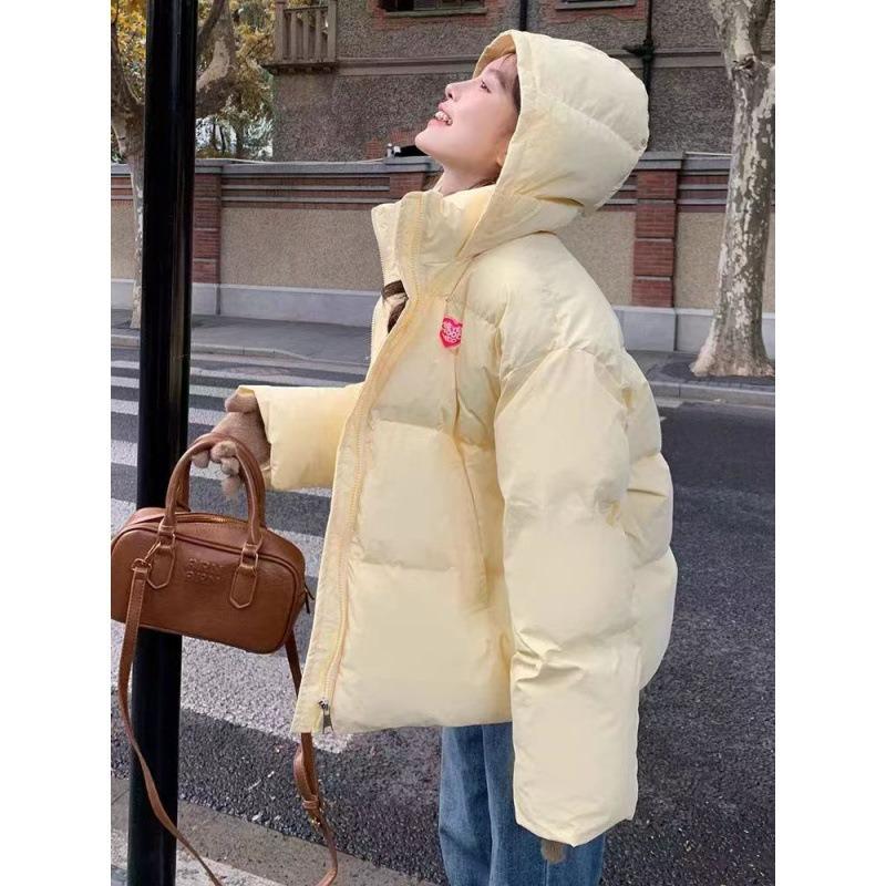 College wind milk yellow small down cotton clothes women's short winter new cute age reduction thickened hooded loose cotton clothes