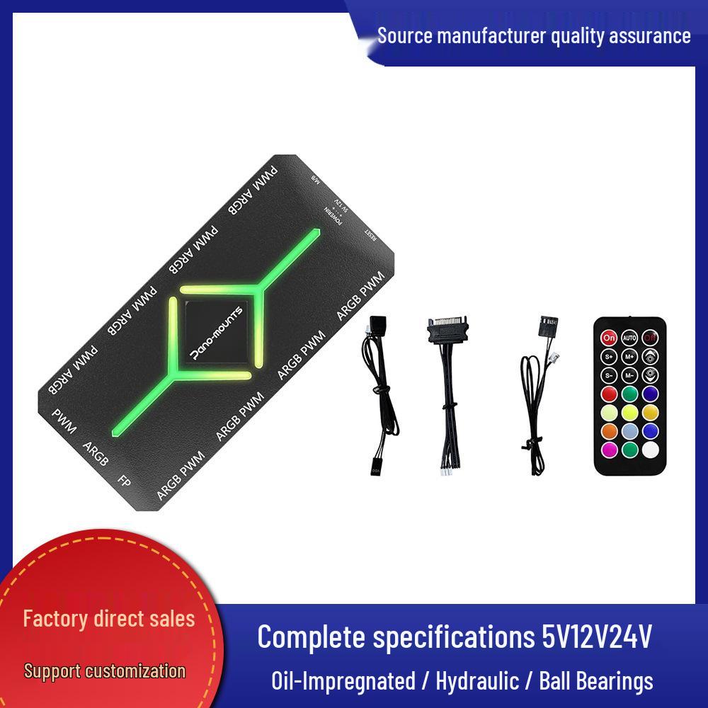 

5V 3-Pin ARGB PWM Computer Case Fan Hub with Remote Control, 1 to 9 Sync, Black