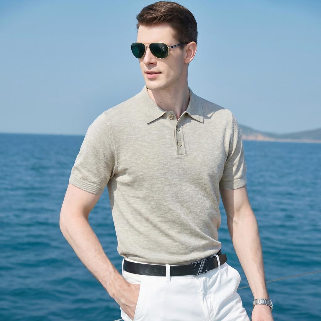 Men's Summer Knitted Casual Short-Sleeved T-Shirt