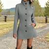 Women's Casual Wool Stand Collar Coat for Fall Winter Outwear