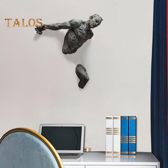 Male Abstract Sculpture Resin Art Wall Decor Human Body Statue Wall Mount Artistic Figure Sculpture for Home Living Room Gallery