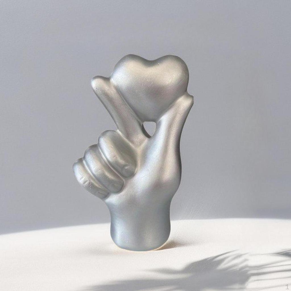 Heart Shaped Hand Sculpture Resin Figure for Table Display 7.5x4.2x11cm Collectible