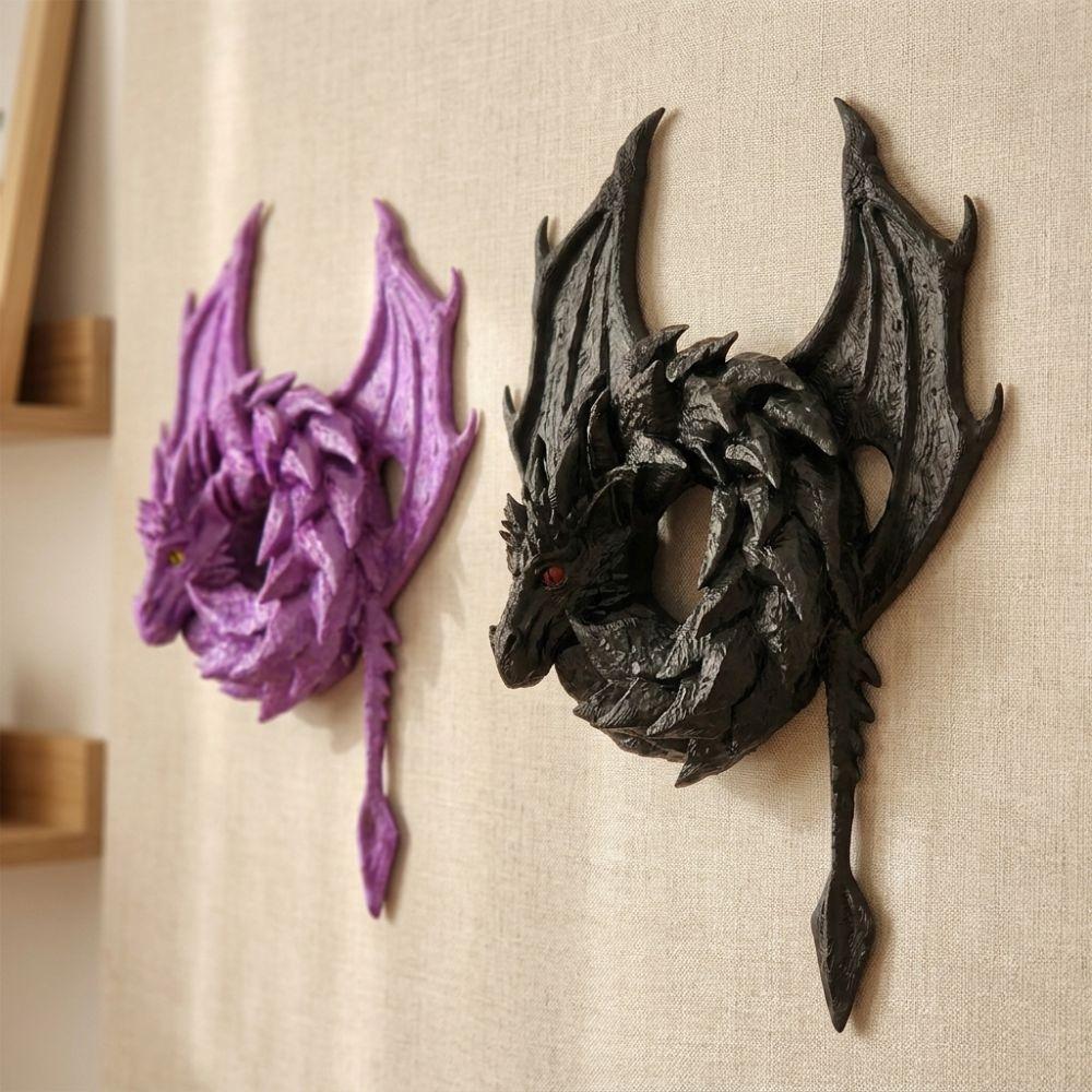 Gothic Fantasy Dragon Wreath Ornament Dark Style Dark Flying Dragon Sculpture Bedroom