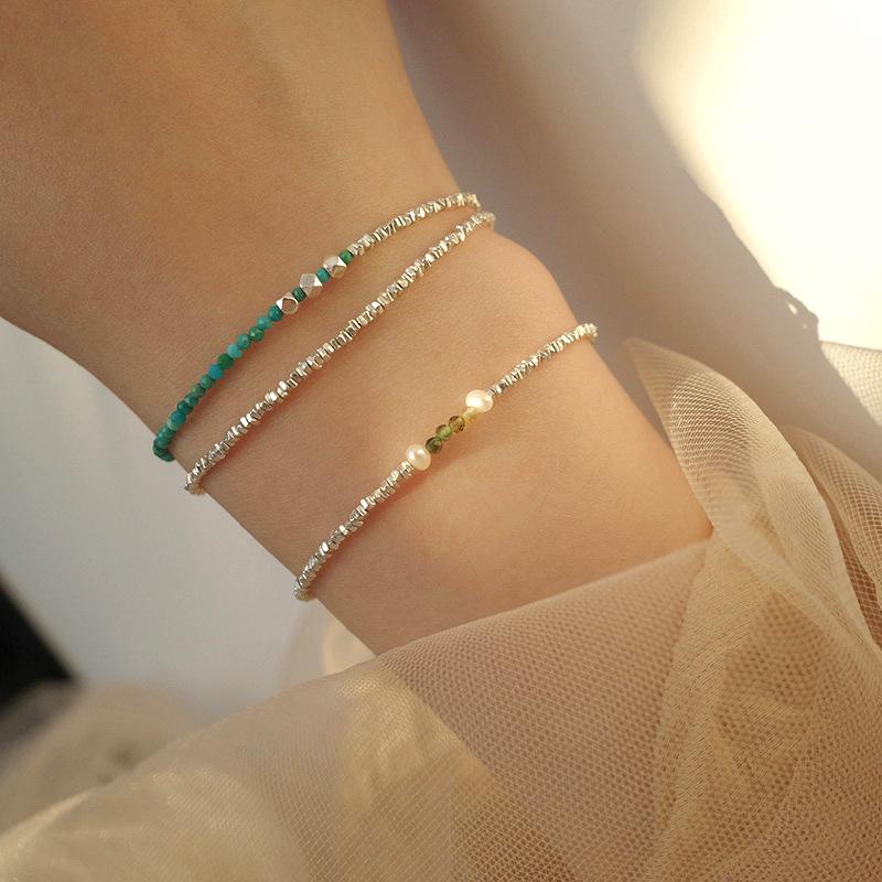 

925 Sterling Silver Minimalist Layered Beaded Chain Necklace 925 Silver
